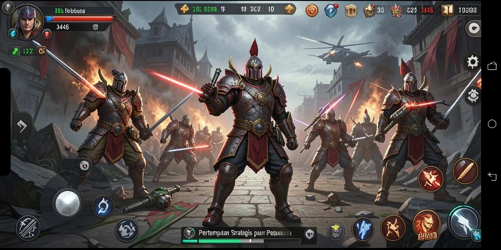 Tampilan epic dari pertempuran strategi dalam gameplay 3446.