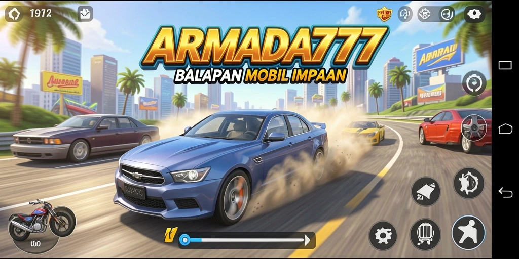 Tampilan gameplay balapan yang sangat menegangkan di ARMADA777.