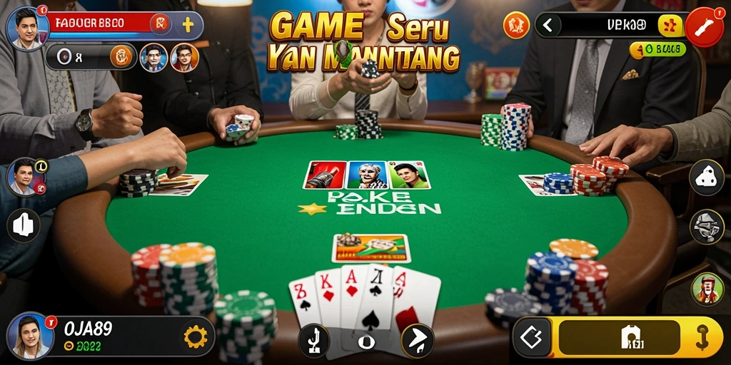 Tampilan utama gameplay OJA89 dengan suasana Poker yang mendebarkan.