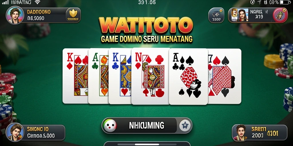 Tampilan screenshot utama WATITOTO dengan aksi gameplay Domino.